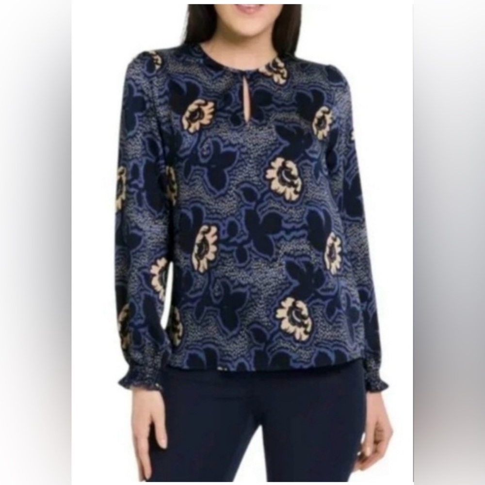 Ted Baker Blue Graphic Long Sleeve Blouse